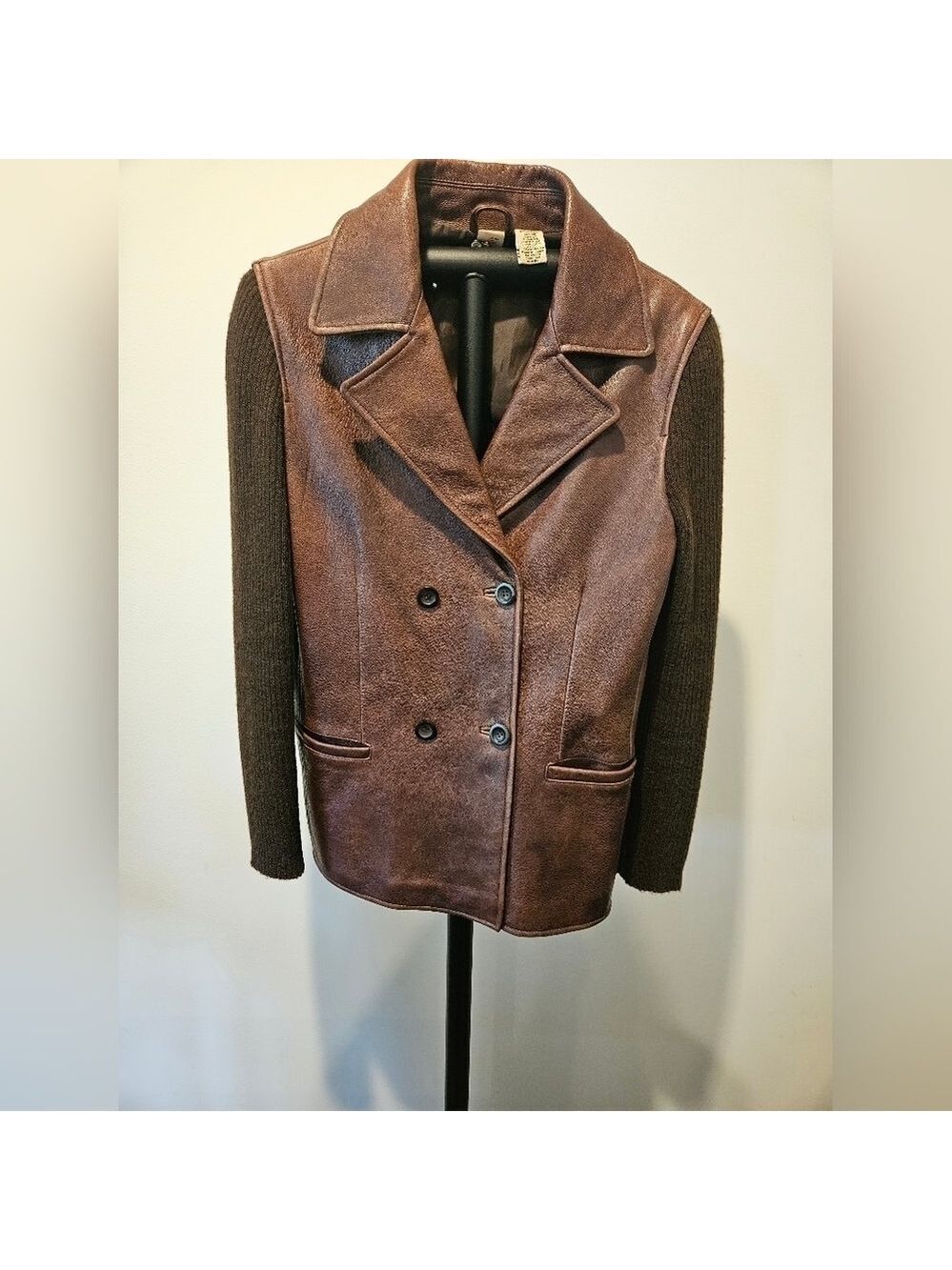 LIKE,LOVE LEATHER, AND KNIT SWEATER JACKET SIZE LARGE, UNISEX